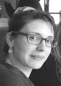 Grayscale photo of Jenny Papadopoulou
